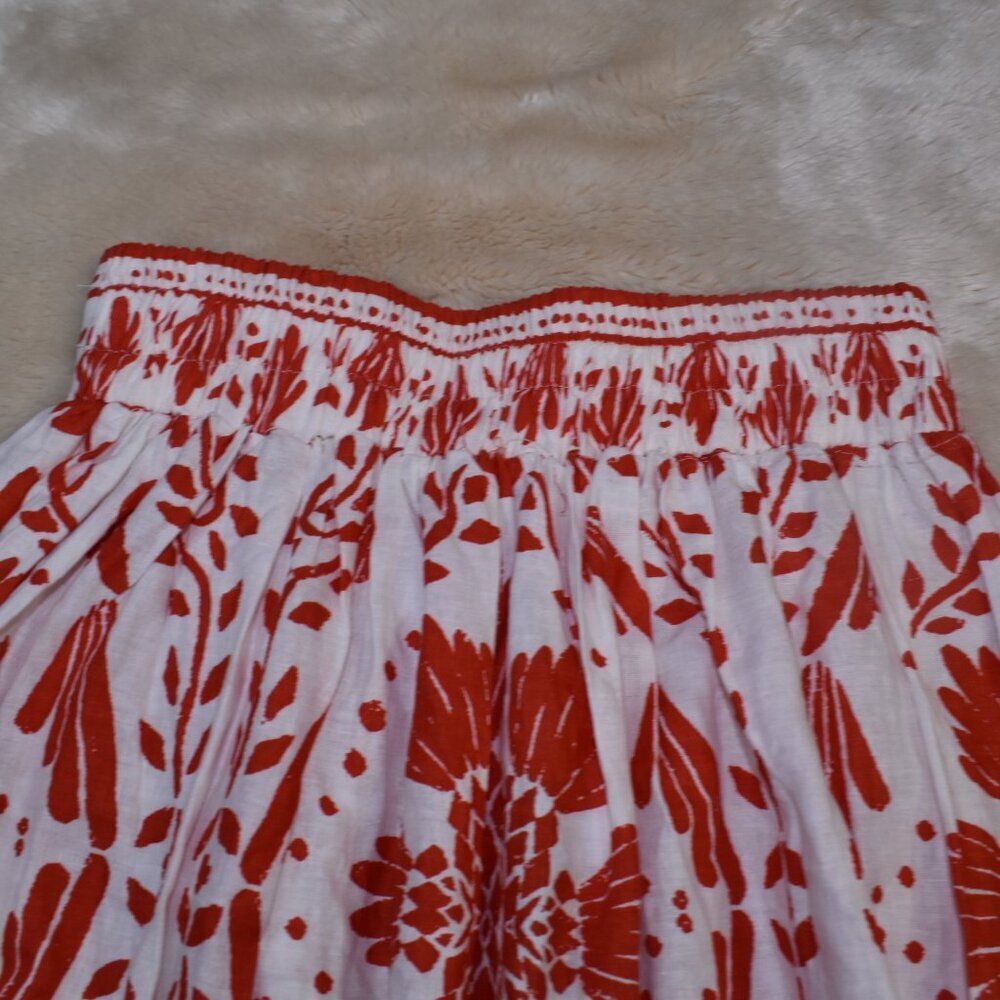 Haute Hippie Red Orange Boho Floral Linen Blend Flowy Skirt Size Small New - Picture 4 of 10